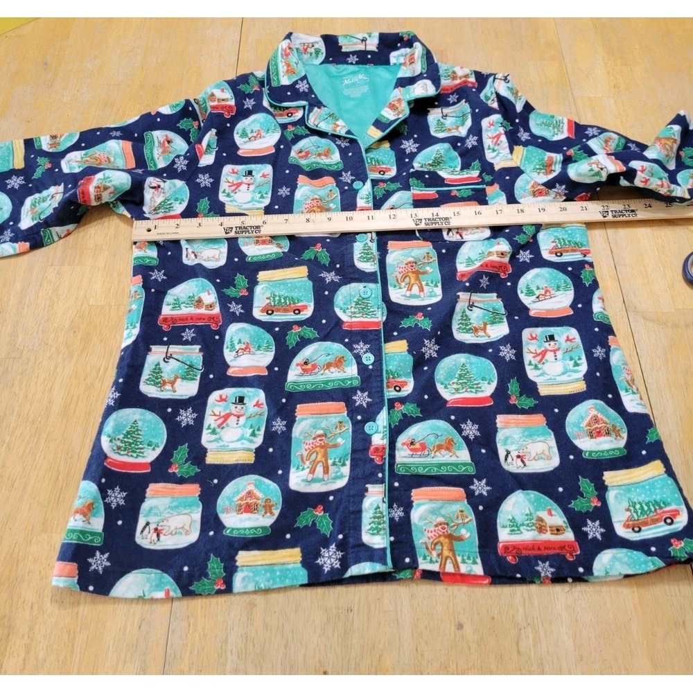 Nick‎ & Nora "Snow Globe/Mason Jar" Flannel PJ Top - SZ. L